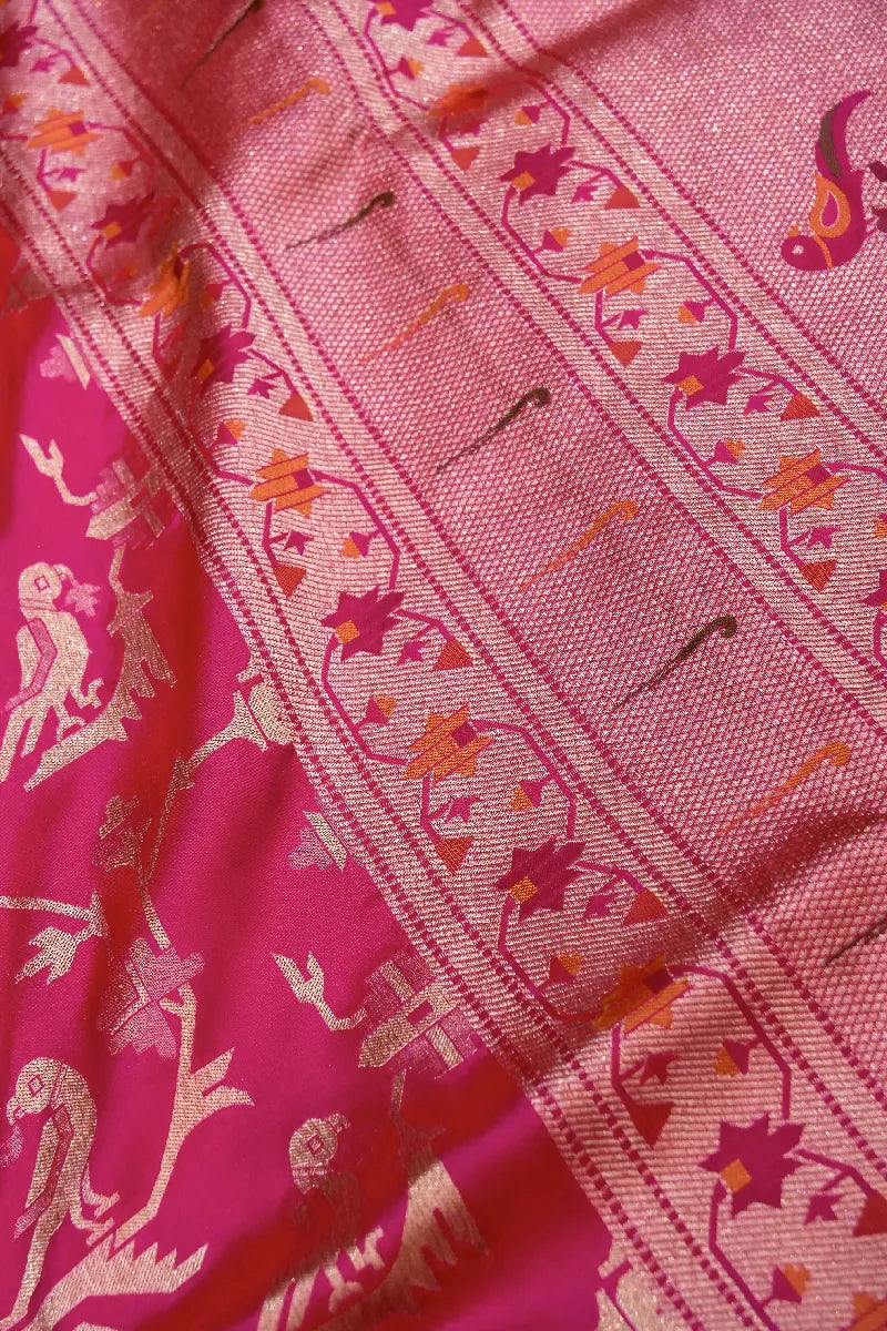 BANARASI SINGLE KATAN RICH ZARI RANI COLOR SAREE
