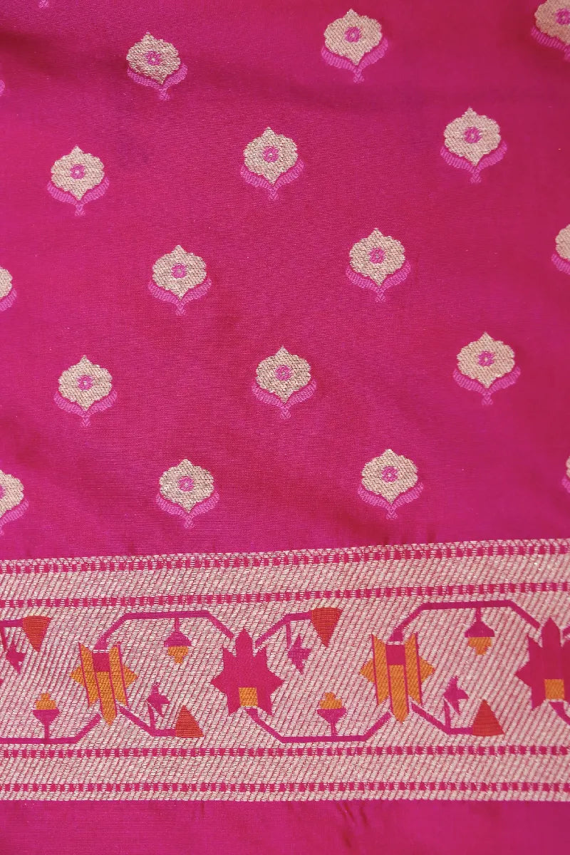 BANARASI SINGLE KATAN RICH ZARI RANI COLOR SAREE