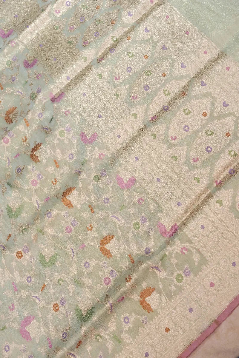 BANARASI SINGLE KATAN RICH ZARI SAGE COLOR SAREE
