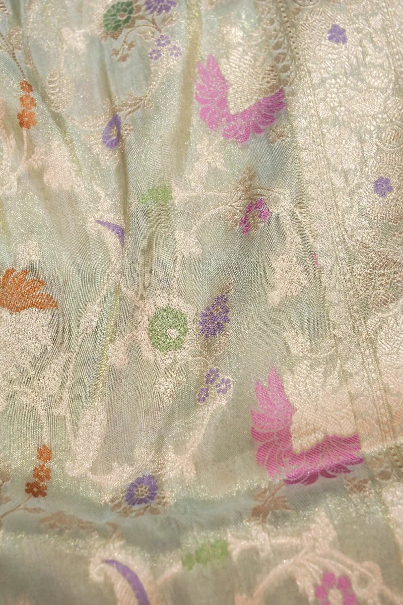 BANARASI SINGLE KATAN RICH ZARI SAGE COLOR SAREE