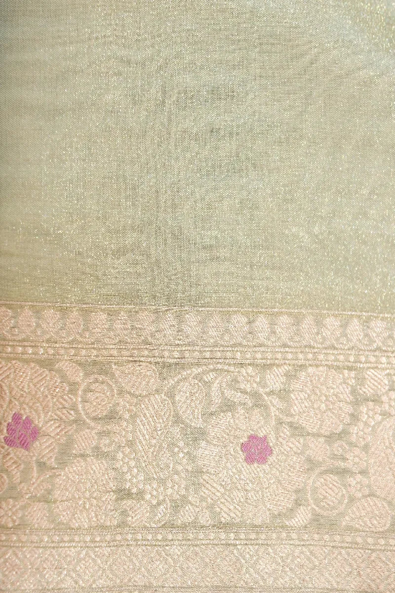 BANARASI SINGLE KATAN RICH ZARI SAGE COLOR SAREE