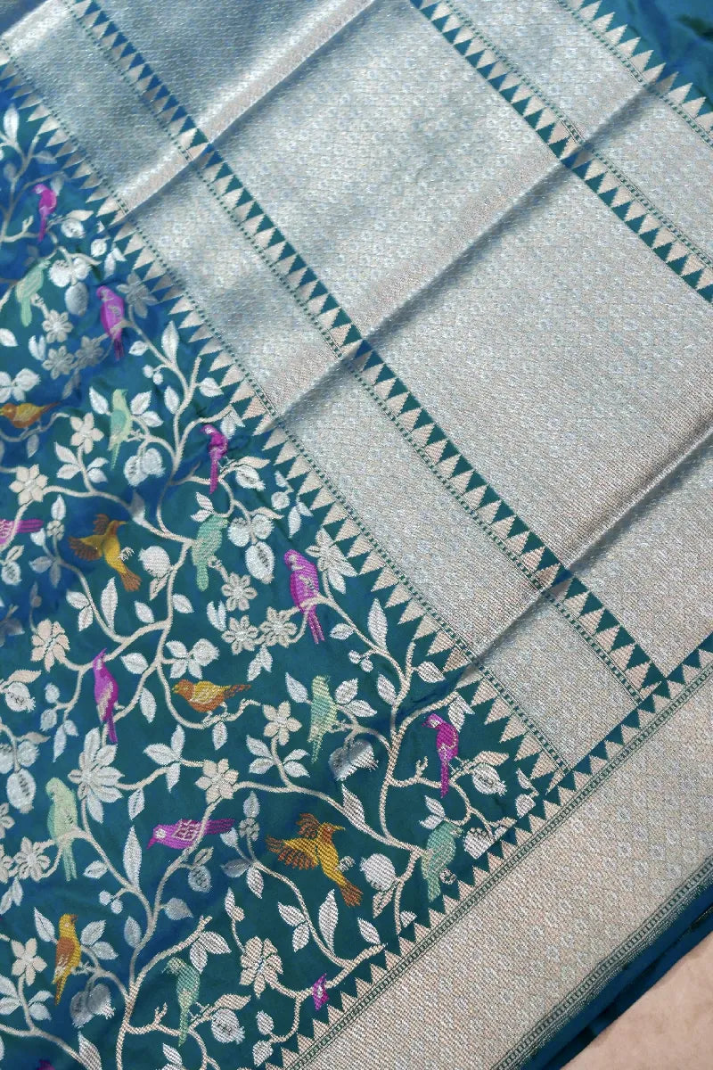 BANARASI SINGLE KATAN RICH ZARI RAMA GREEN COLOR SAREE