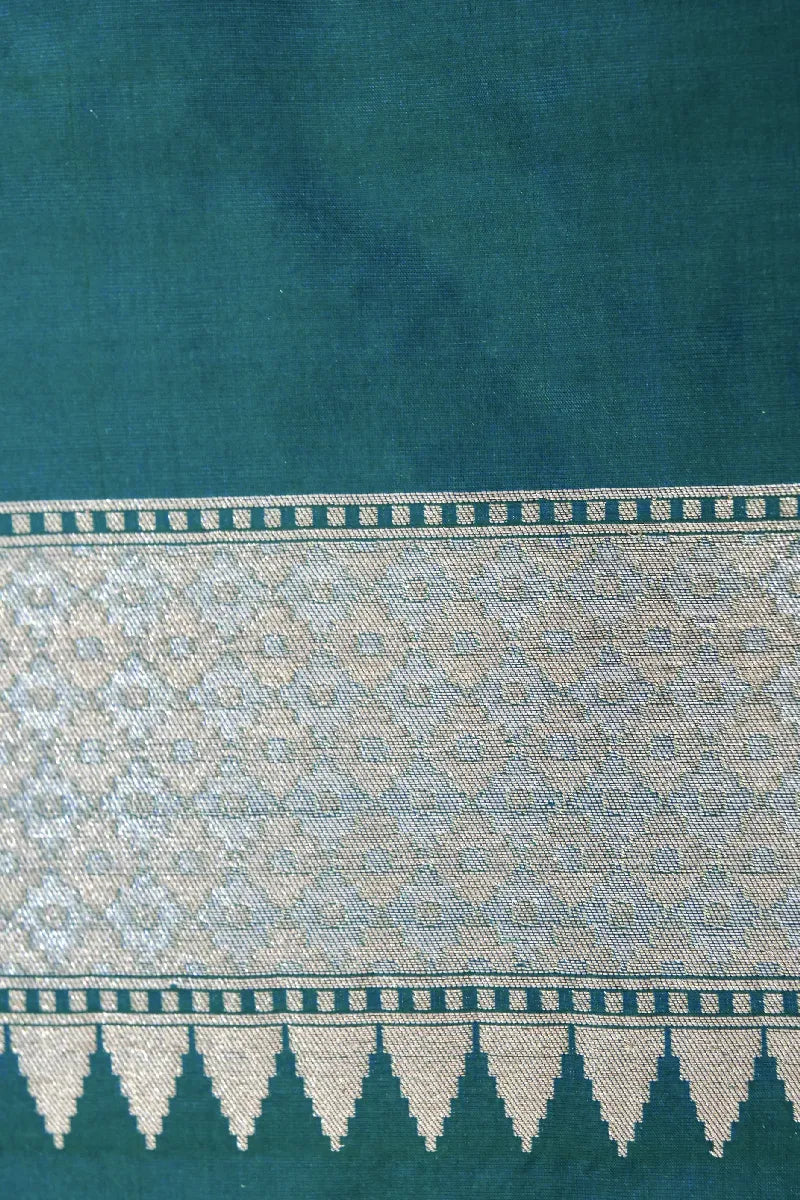 BANARASI SINGLE KATAN RICH ZARI RAMA GREEN COLOR SAREE