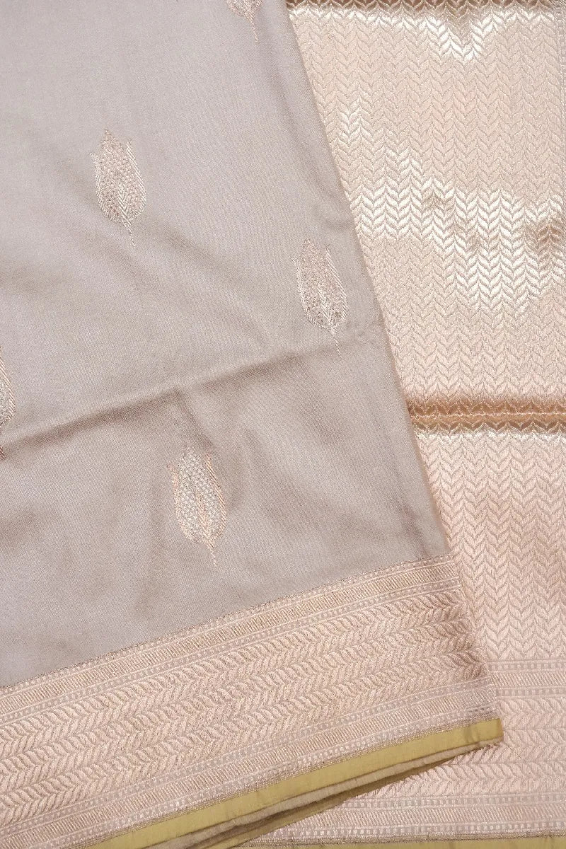 BANARASI SINGLE KATAN RICH ZARI BEIGE COLOR SAREE