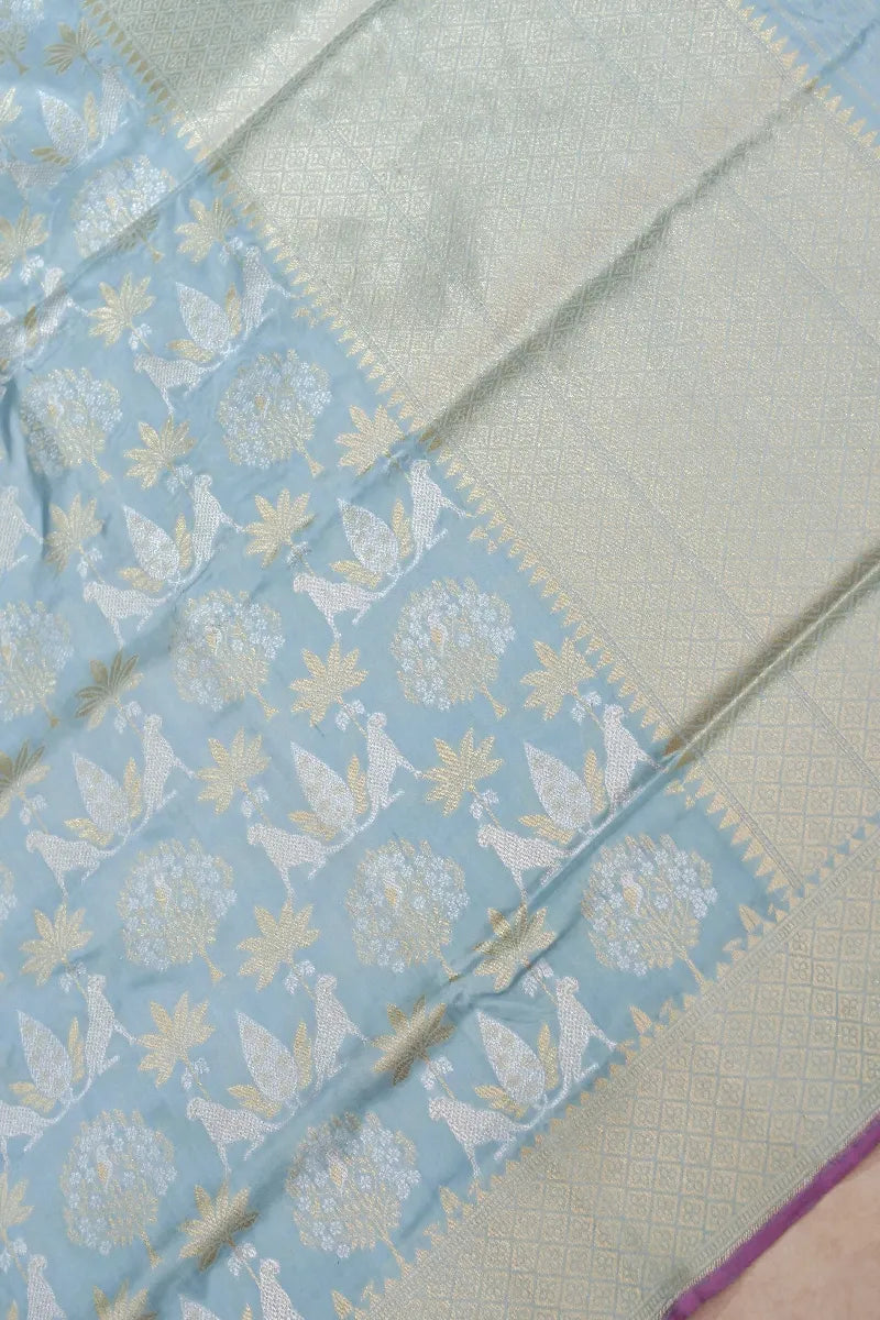 BANARASI SINGLE KATAN RICH ZARI SKY BLUE COLOR SAREE
