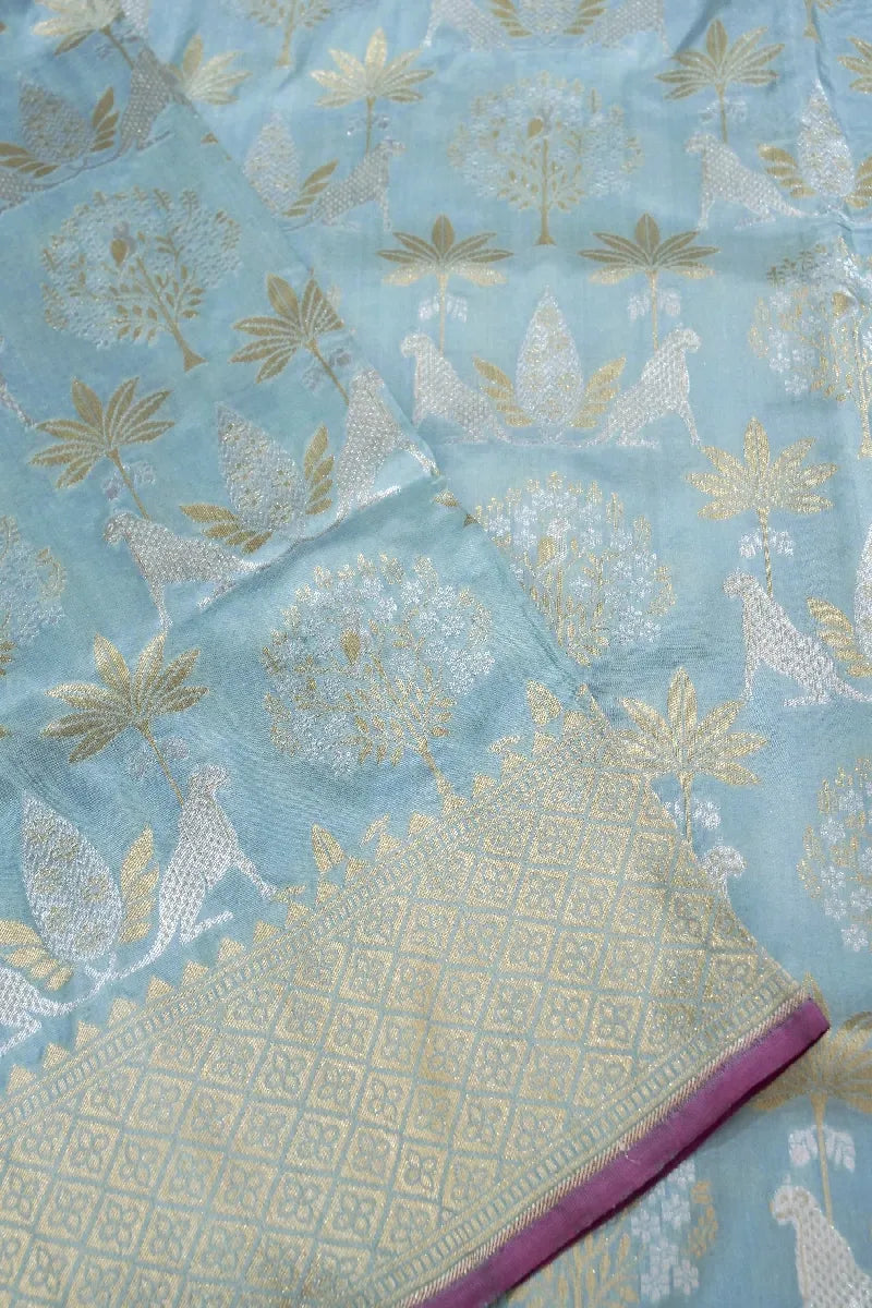 BANARASI SINGLE KATAN RICH ZARI SKY BLUE COLOR SAREE
