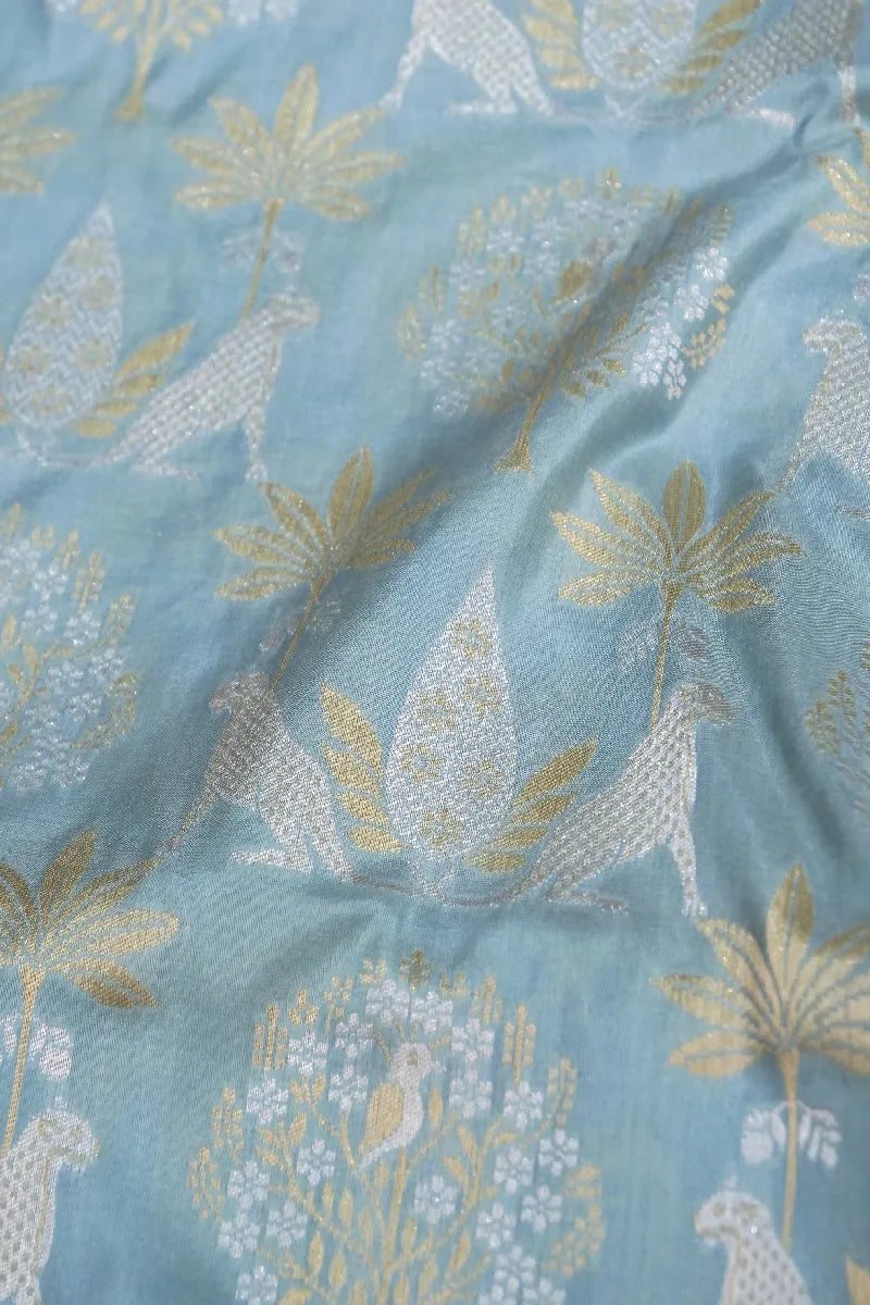 BANARASI SINGLE KATAN RICH ZARI SKY BLUE COLOR SAREE