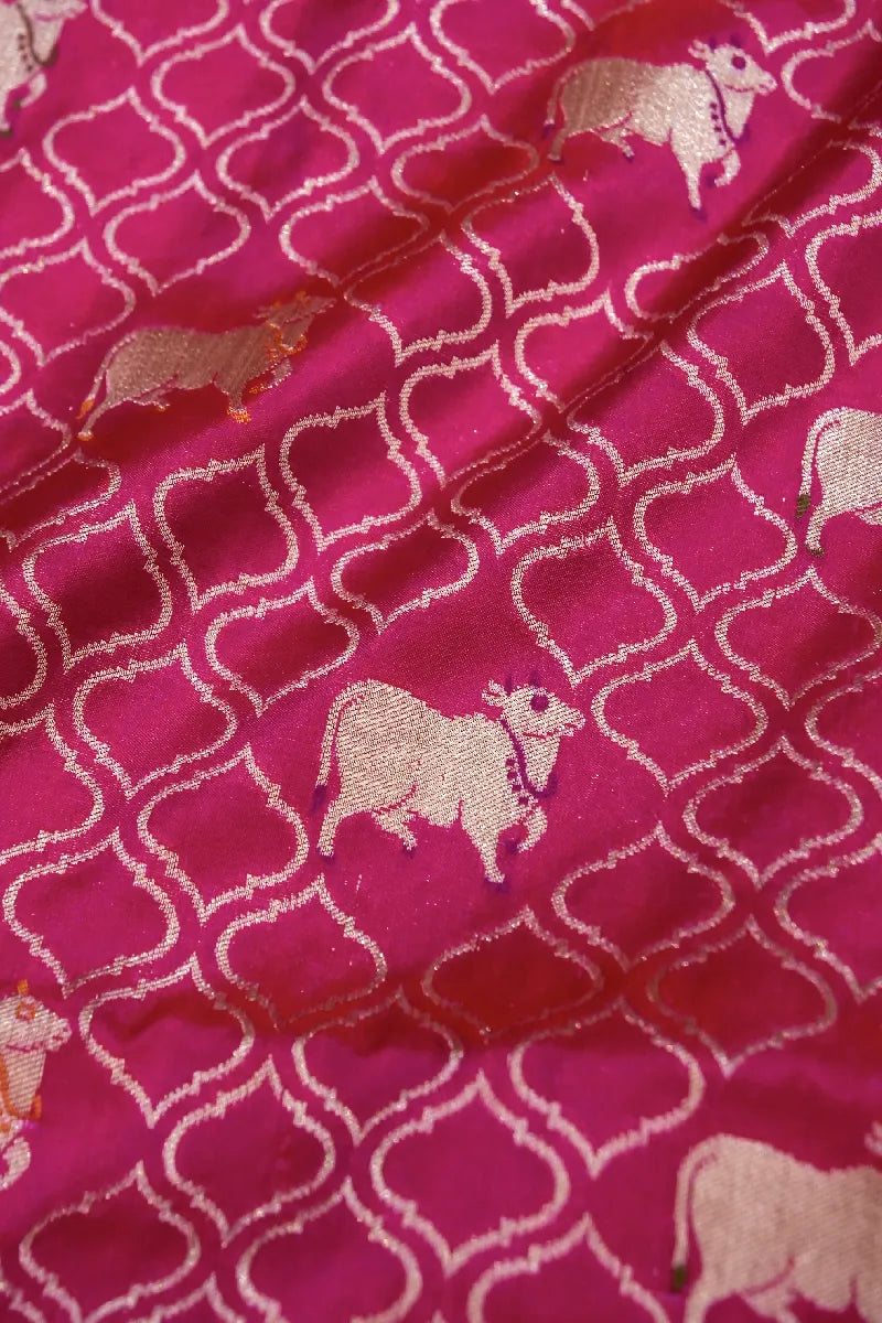 BANARASI SINGLE KATAN RICH ZARI RANI COLOR SAREE