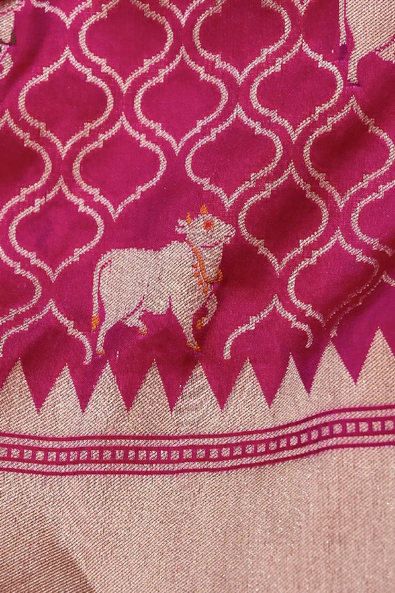 BANARASI SINGLE KATAN RICH ZARI RANI COLOR SAREE