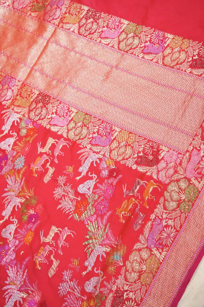 BANARASI SINGLE KATAN RICH ZARI RED COLOR SAREE