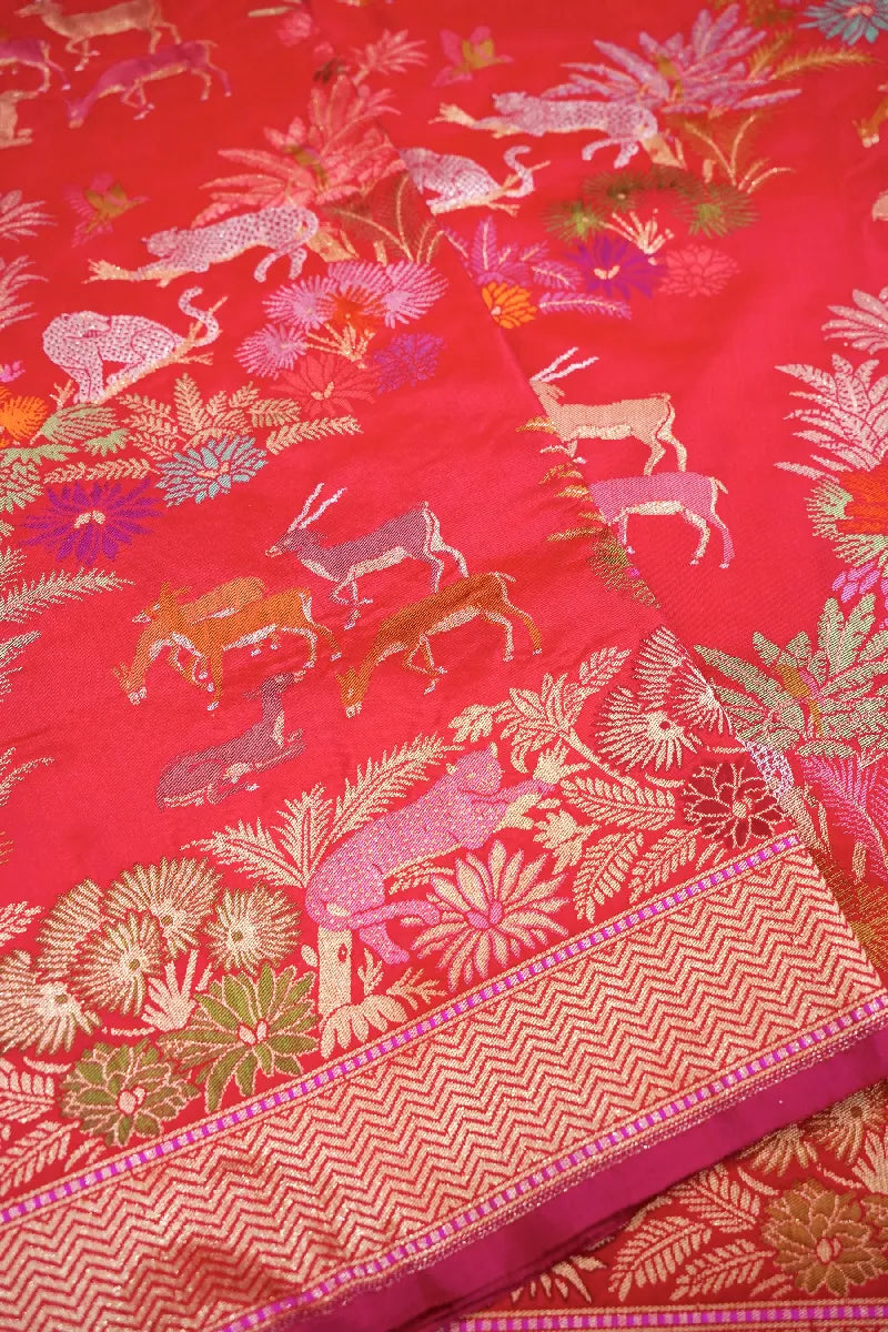 BANARASI SINGLE KATAN RICH ZARI RED COLOR SAREE