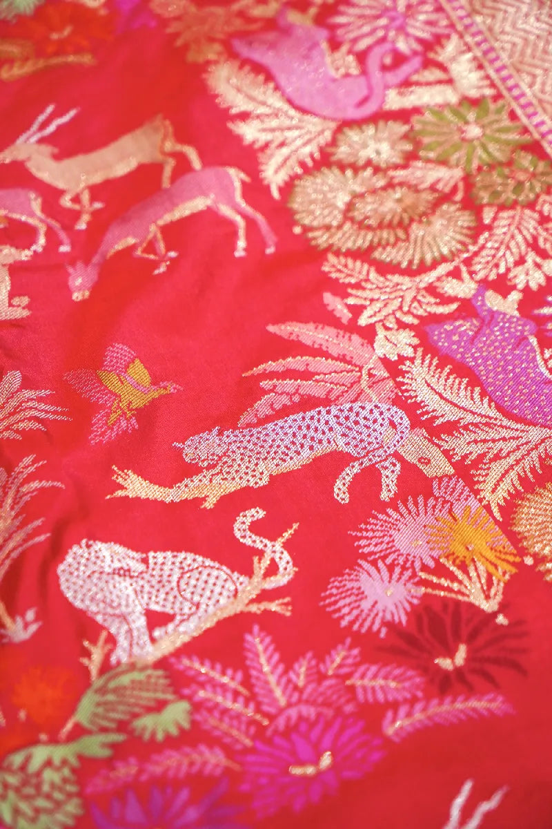 BANARASI SINGLE KATAN RICH ZARI RED COLOR SAREE
