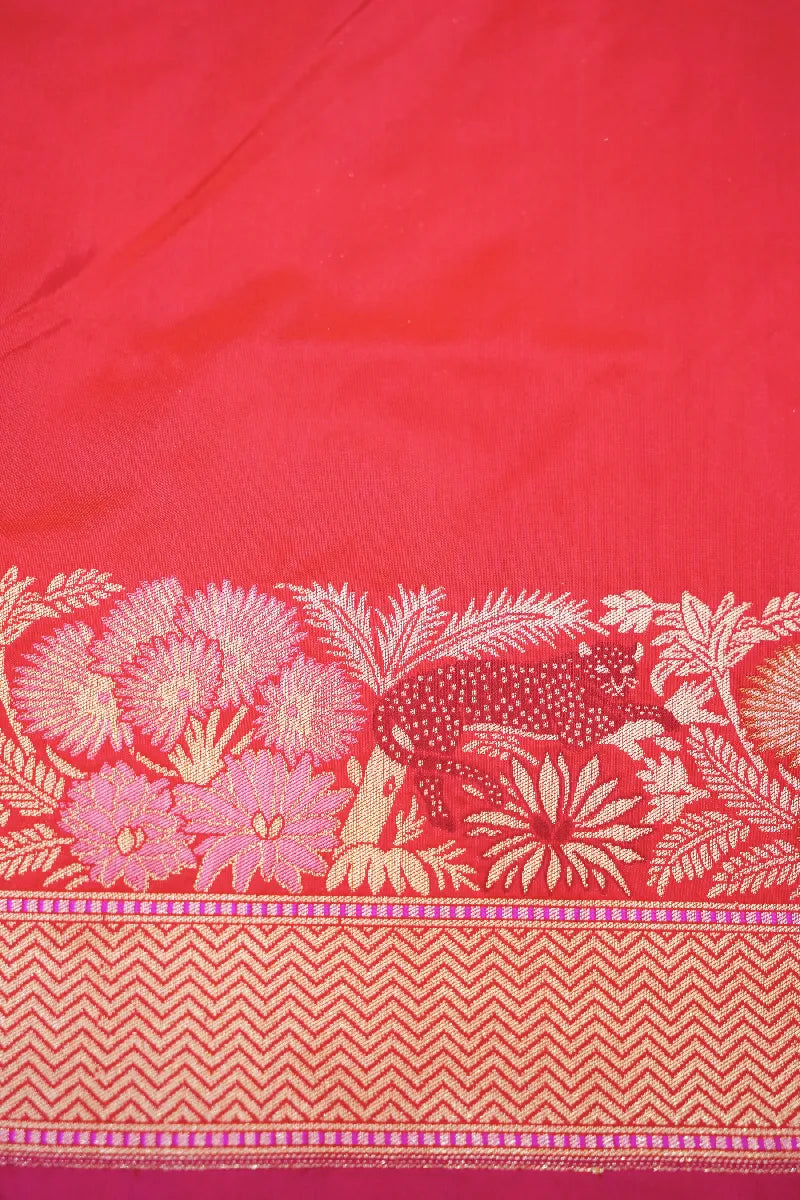BANARASI SINGLE KATAN RICH ZARI RED COLOR SAREE