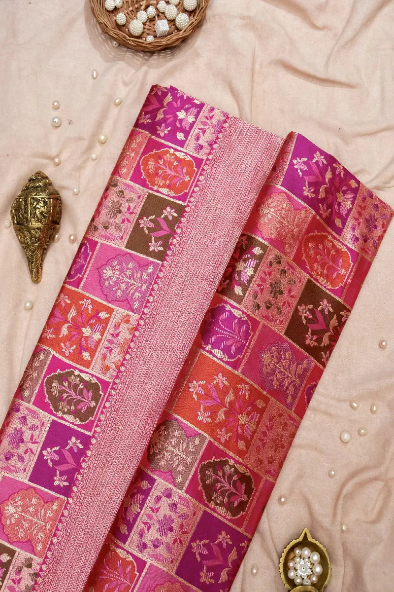 BANARASI SINGLE KATAN RICH ZARI RANI COLOR SAREE