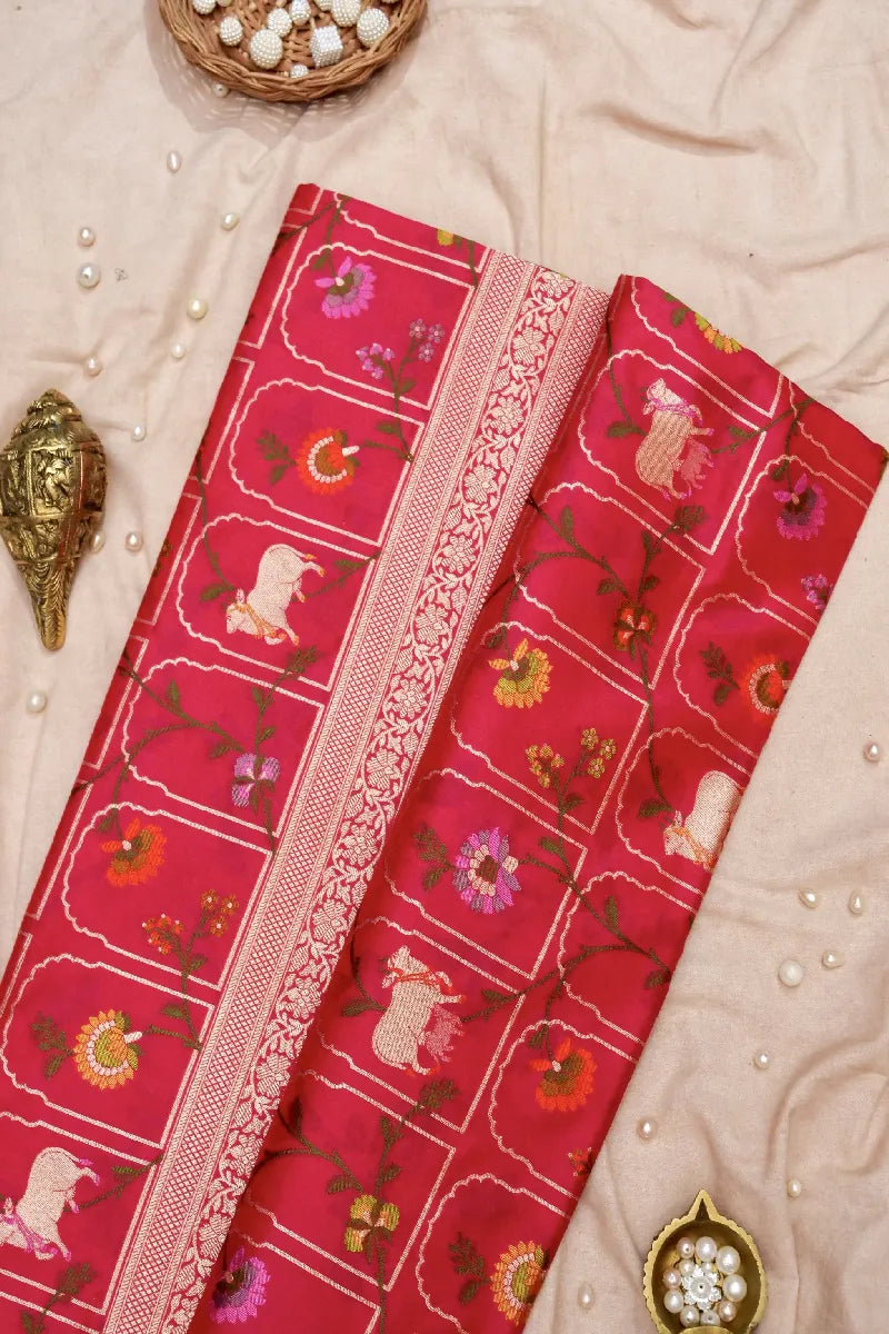 BANARASI SINGLE KATAN RICH ZARI RED COLOR SAREE