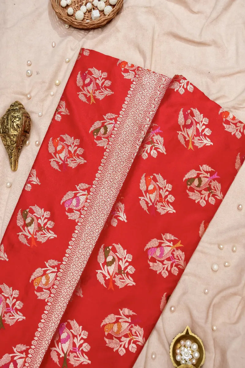 BANARASI SINGLE KATAN RICH ZARI RED COLOR SAREE