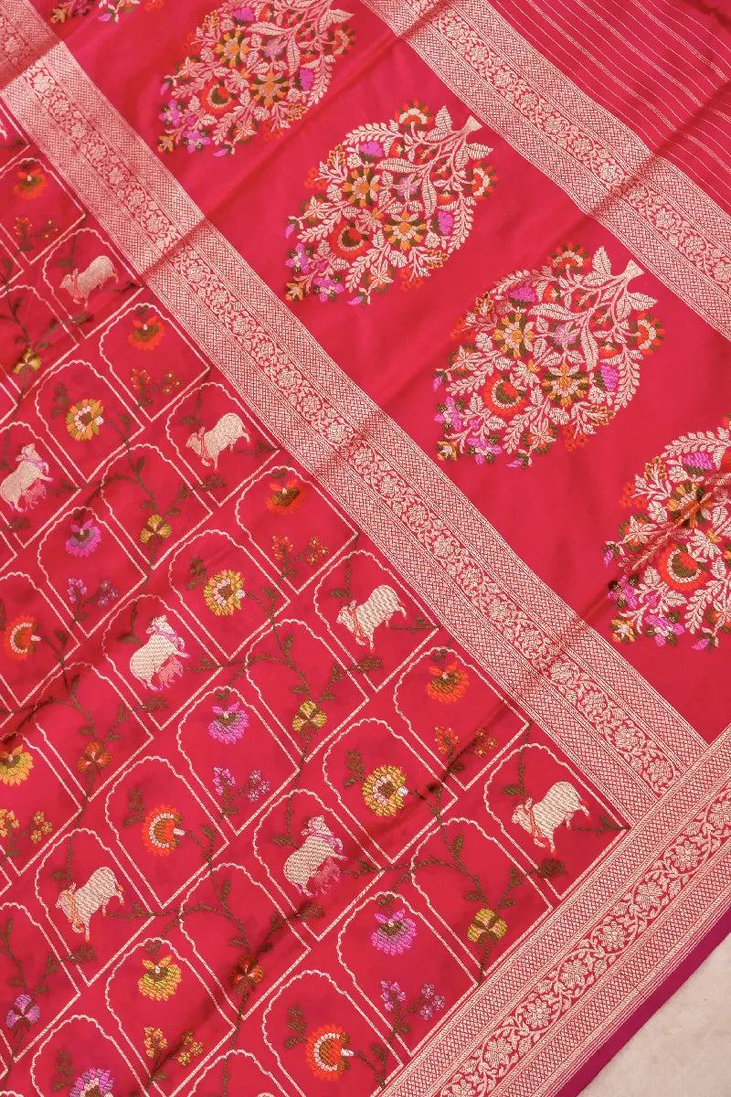 BANARASI SINGLE KATAN RICH ZARI RED COLOR SAREE