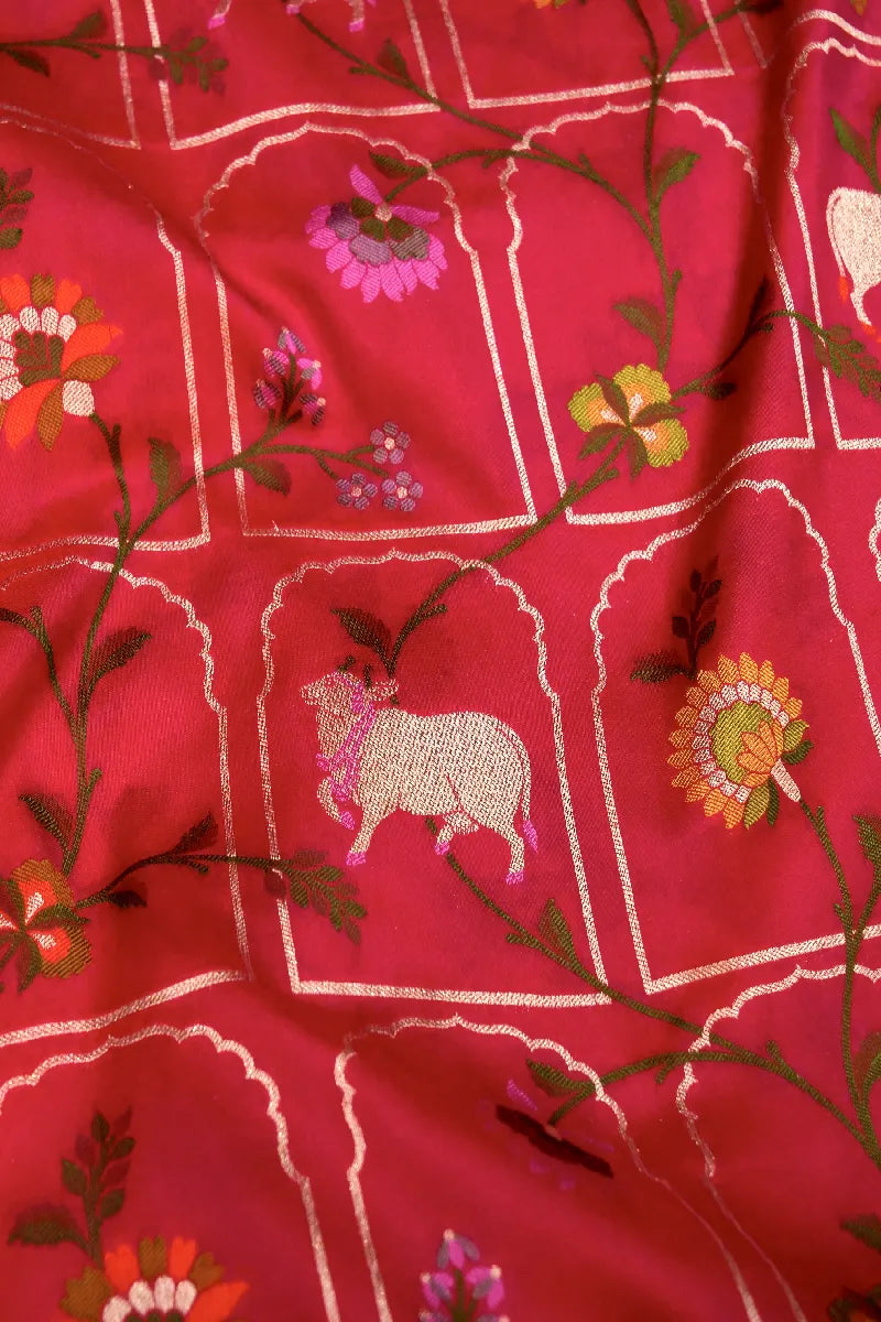 BANARASI SINGLE KATAN RICH ZARI RED COLOR SAREE