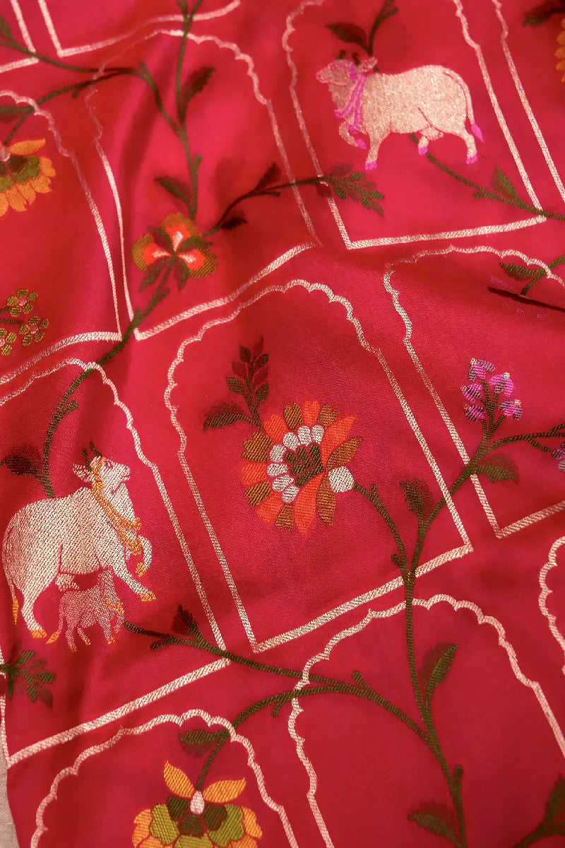 BANARASI SINGLE KATAN RICH ZARI RED COLOR SAREE