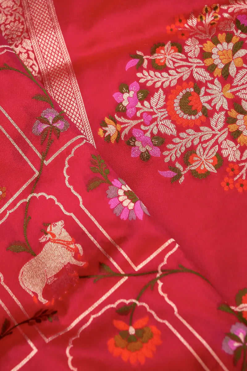 BANARASI SINGLE KATAN RICH ZARI RED COLOR SAREE