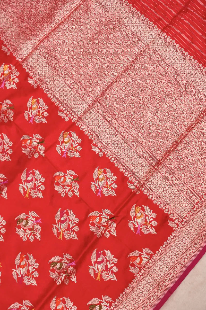 BANARASI SINGLE KATAN RICH ZARI RED COLOR SAREE