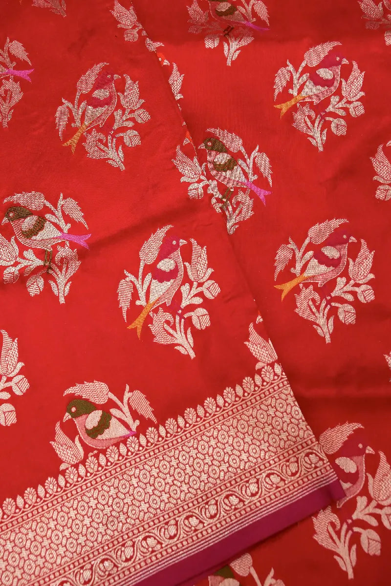 BANARASI SINGLE KATAN RICH ZARI RED COLOR SAREE