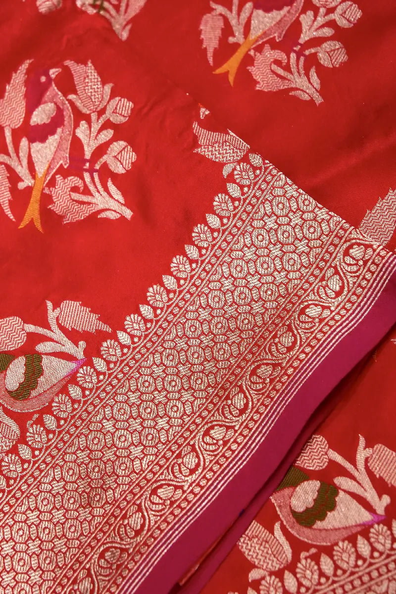 BANARASI SINGLE KATAN RICH ZARI RED COLOR SAREE