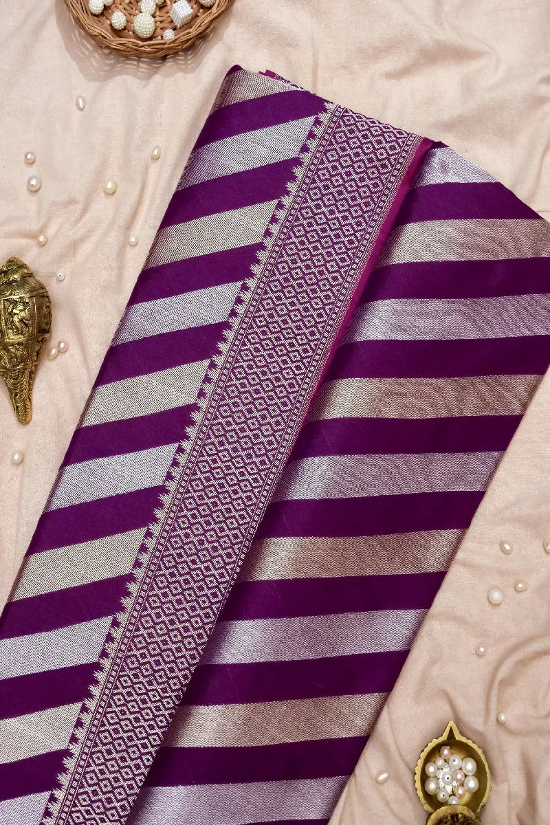 BANARASI SINGLE KATAN RICH ZARI PURPLE COLOR SAREE