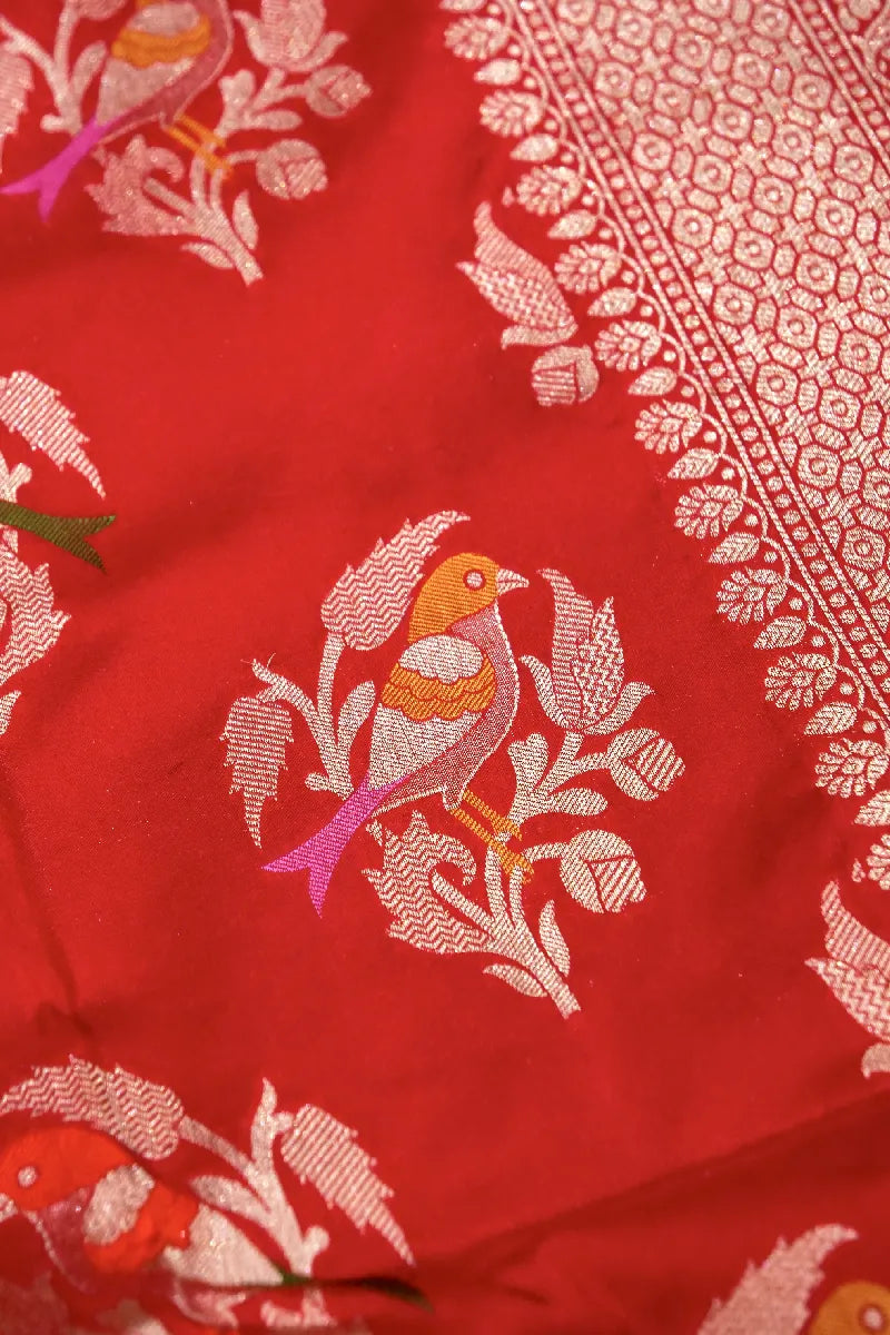 BANARASI SINGLE KATAN RICH ZARI RED COLOR SAREE