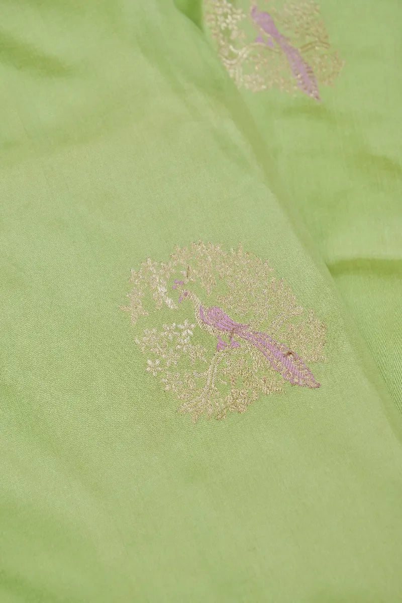 BANARASI SINGLE KATAN RICH ZARI PISTA LIME COLOR SAREE