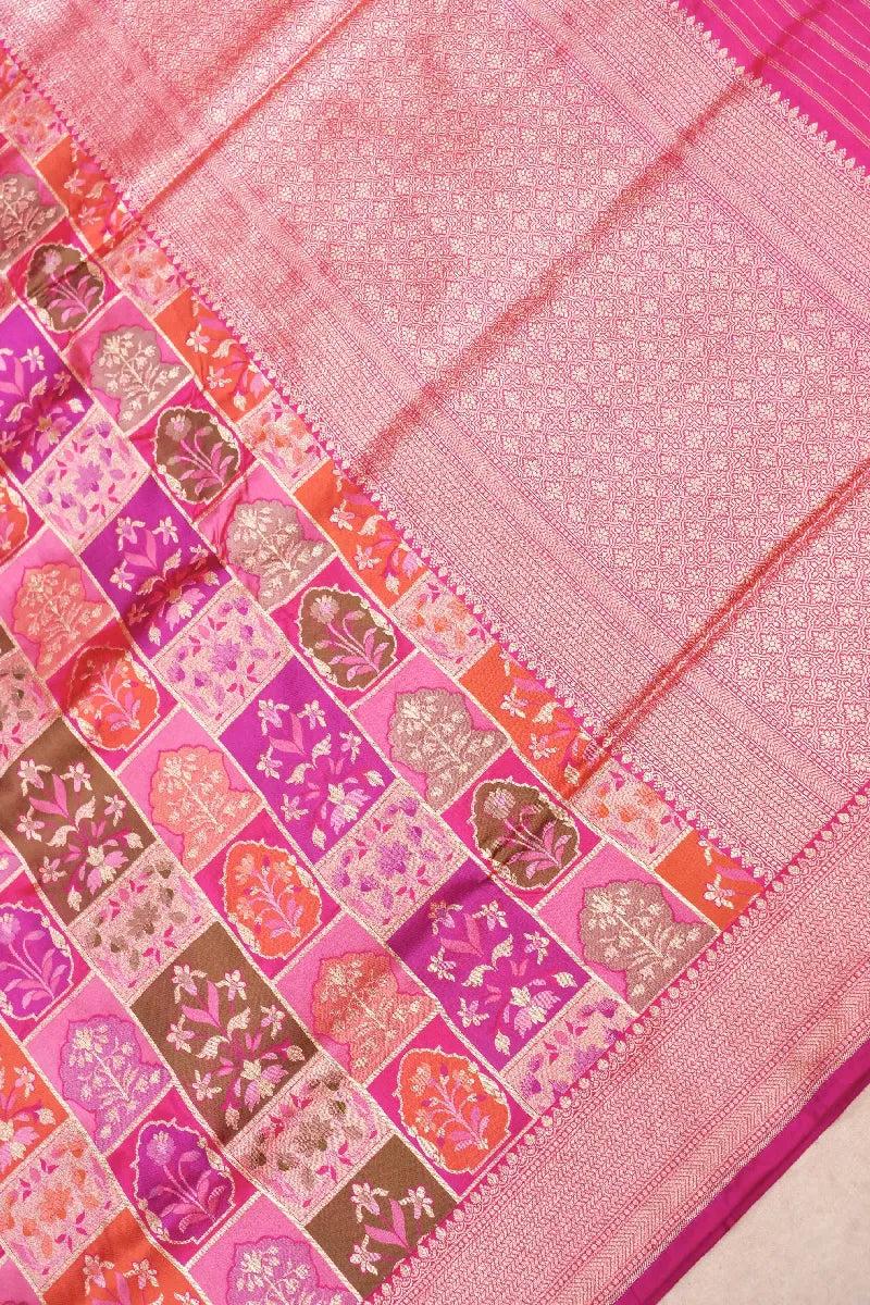 BANARASI SINGLE KATAN RICH ZARI RANI COLOR SAREE