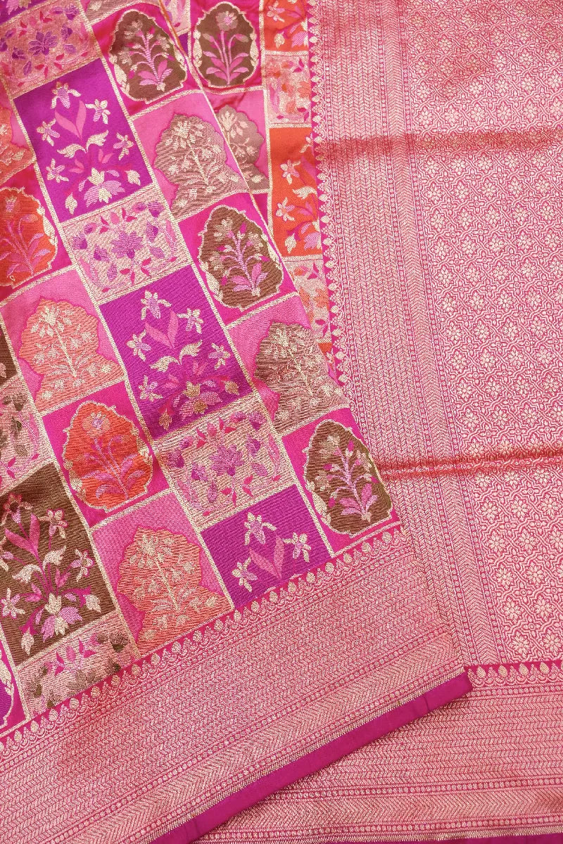 BANARASI SINGLE KATAN RICH ZARI RANI COLOR SAREE