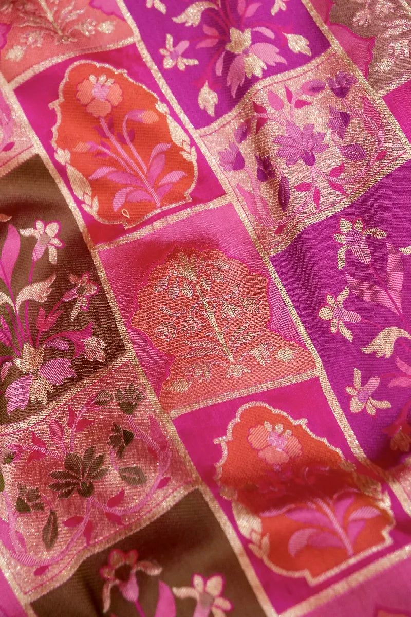 BANARASI SINGLE KATAN RICH ZARI RANI COLOR SAREE