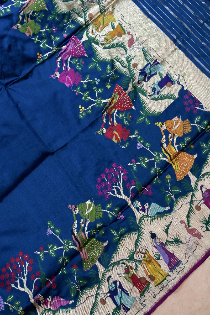 BANARASI SINGLE KATAN RICH ZARI NAVY BLUE COLOR SAREE