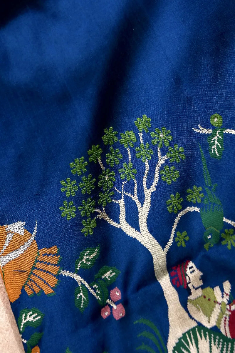 BANARASI SINGLE KATAN RICH ZARI NAVY BLUE COLOR SAREE