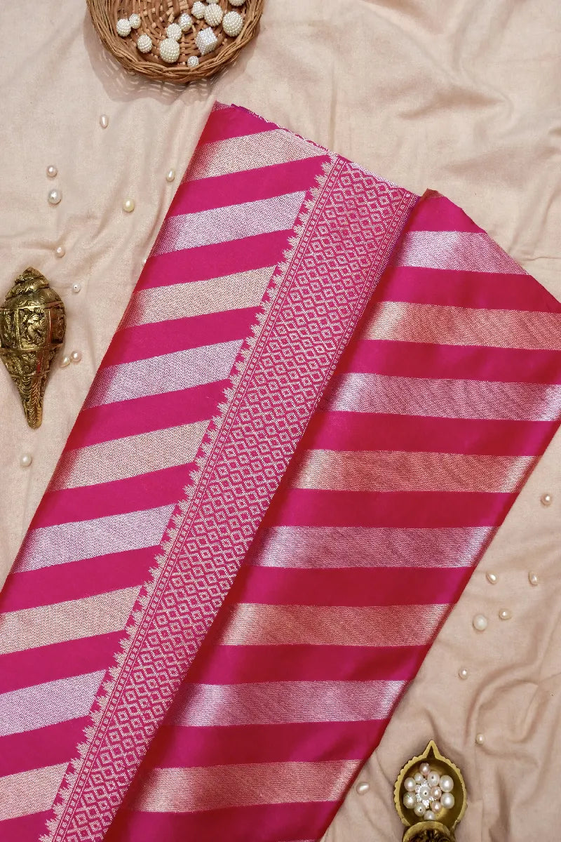 BANARASI SINGLE KATAN RICH ZARI PINK COLOR SAREE