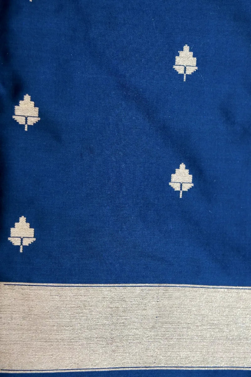 BANARASI SINGLE KATAN RICH ZARI NAVY BLUE COLOR SAREE