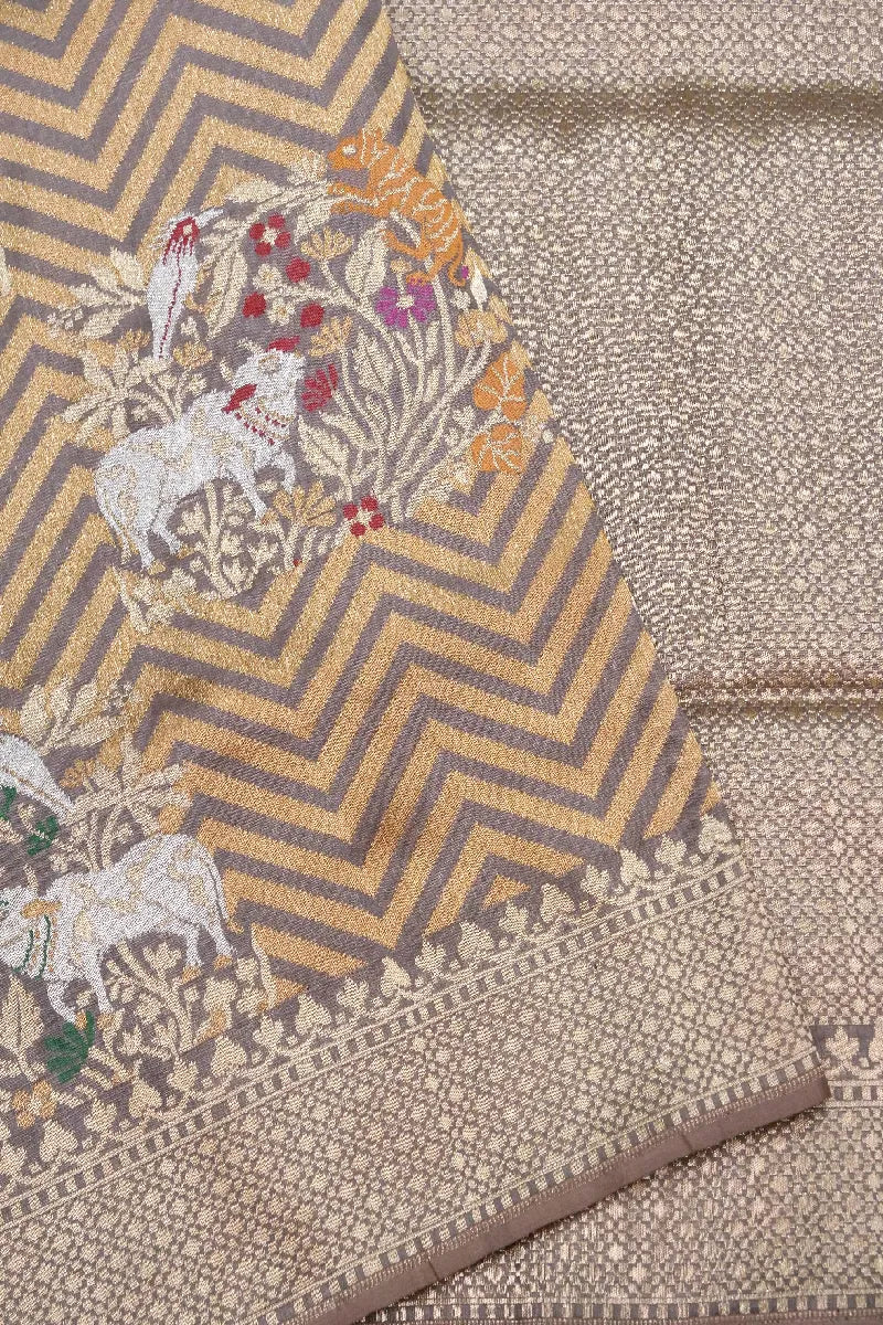 BANARASI SINGLE KATAN RICH ZARI GREY COLOR SAREE