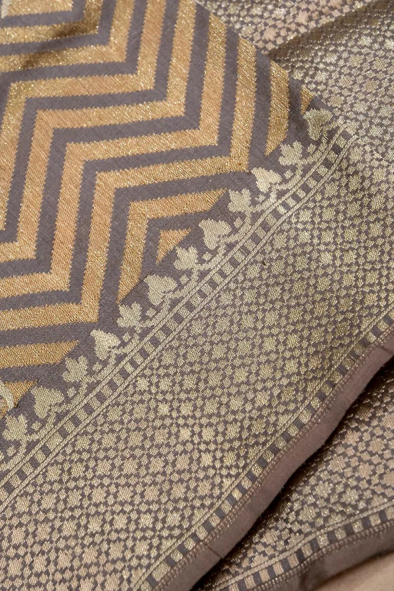 BANARASI SINGLE KATAN RICH ZARI GREY COLOR SAREE