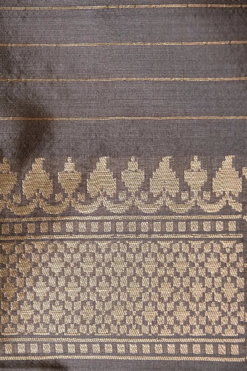 BANARASI SINGLE KATAN RICH ZARI GREY COLOR SAREE