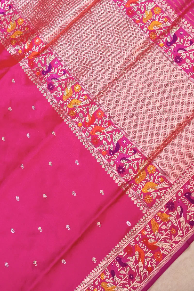 BANARASI SINGLE KATAN RICH ZARI RANI COLOR SAREE