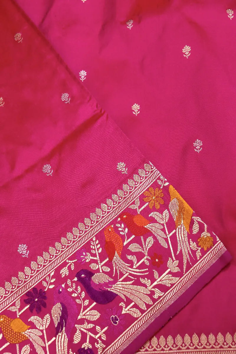 BANARASI SINGLE KATAN RICH ZARI RANI COLOR SAREE