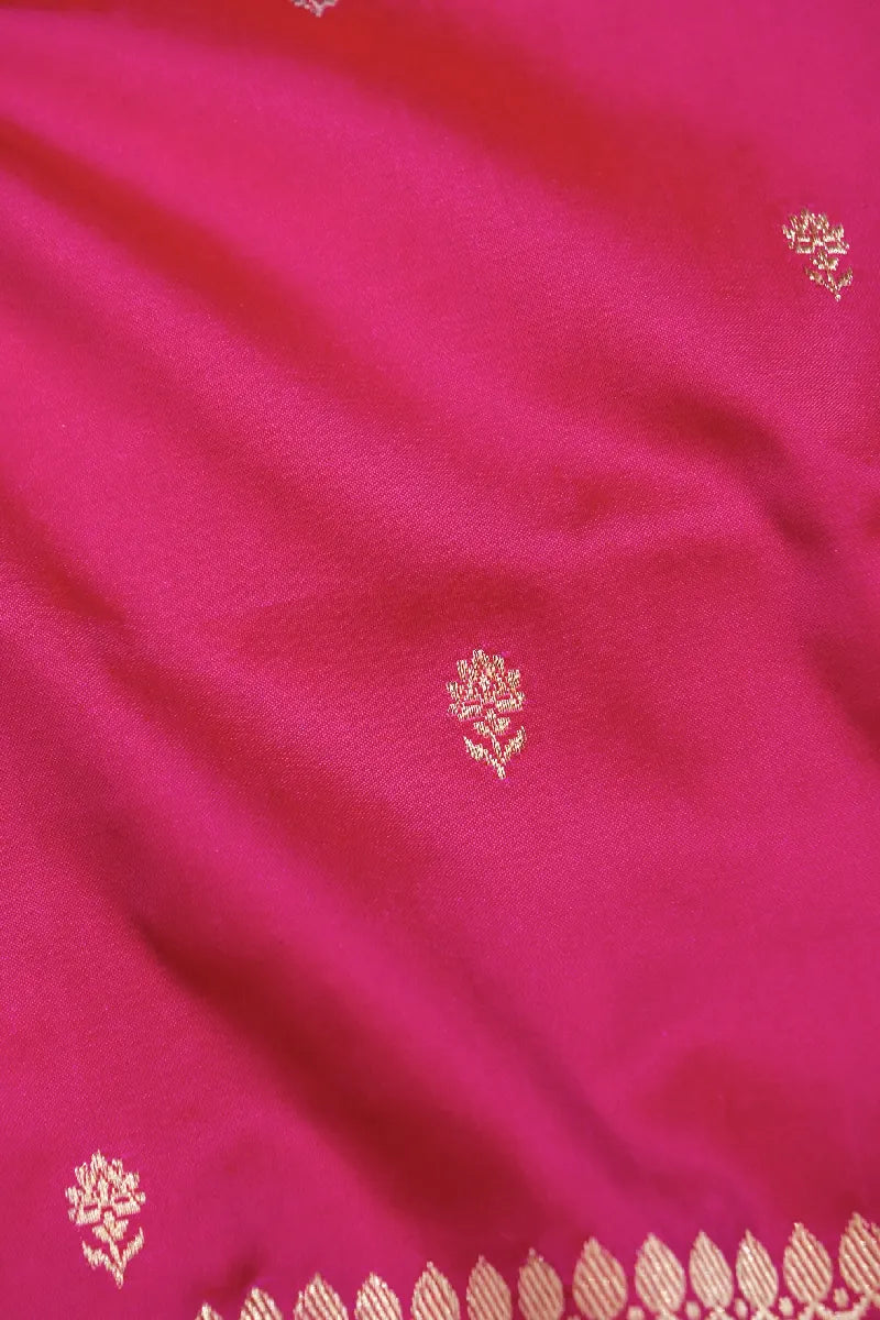 BANARASI SINGLE KATAN RICH ZARI RANI COLOR SAREE