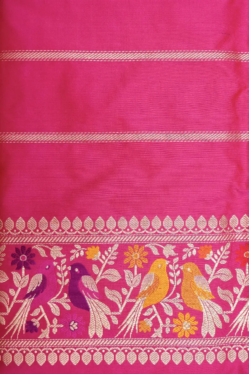 BANARASI SINGLE KATAN RICH ZARI RANI COLOR SAREE