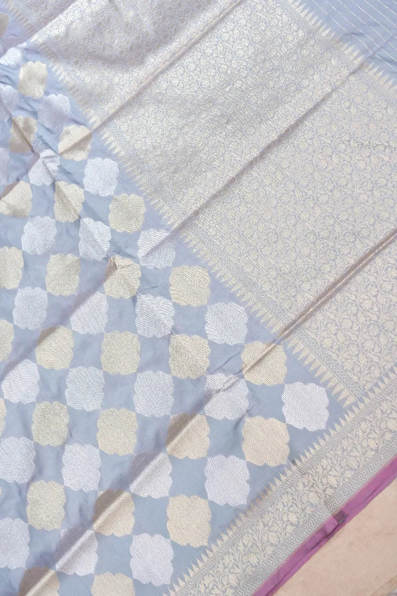 BANARASI SINGLE KATAN RICH ZARI GREY COLOR SAREE