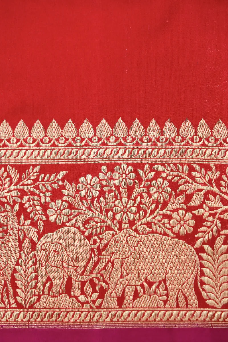 BANARASI SINGLE KATAN RICH ZARI RED COLOR SAREE