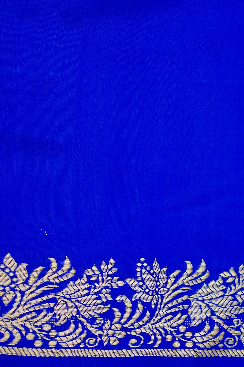 PURE BANARASI ROYAL BLUE SINGLE KATAN SILK SAREE