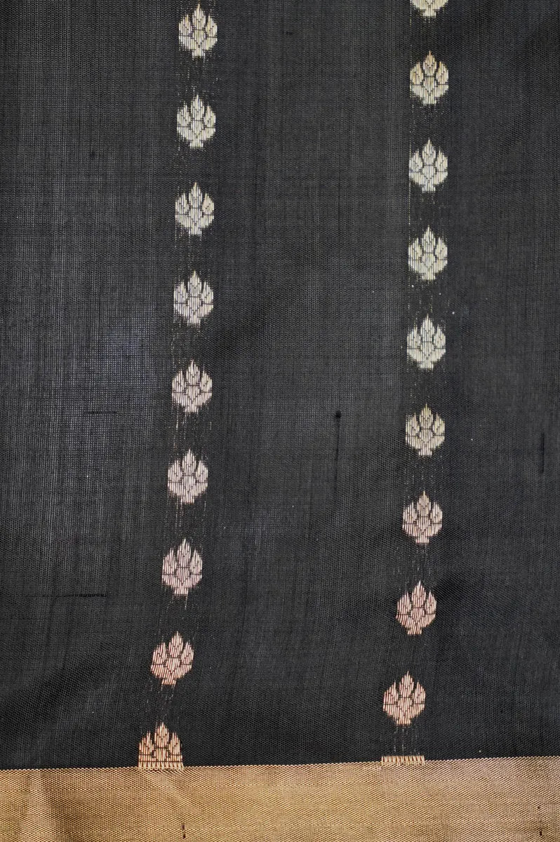 PURE BANARASI BLACK SINGLE KATAN SILK SAREE