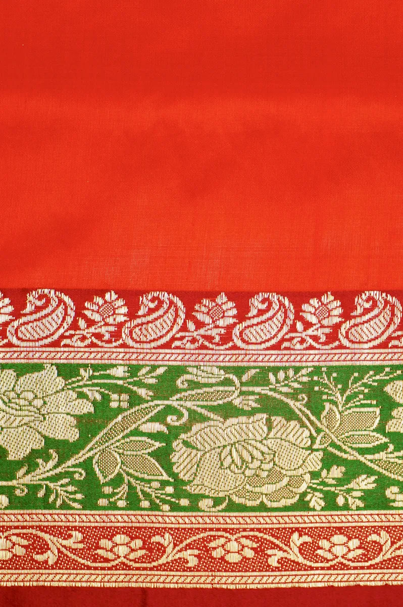 PURE BANARASI RED SINGLE KATAN SILK SAREE