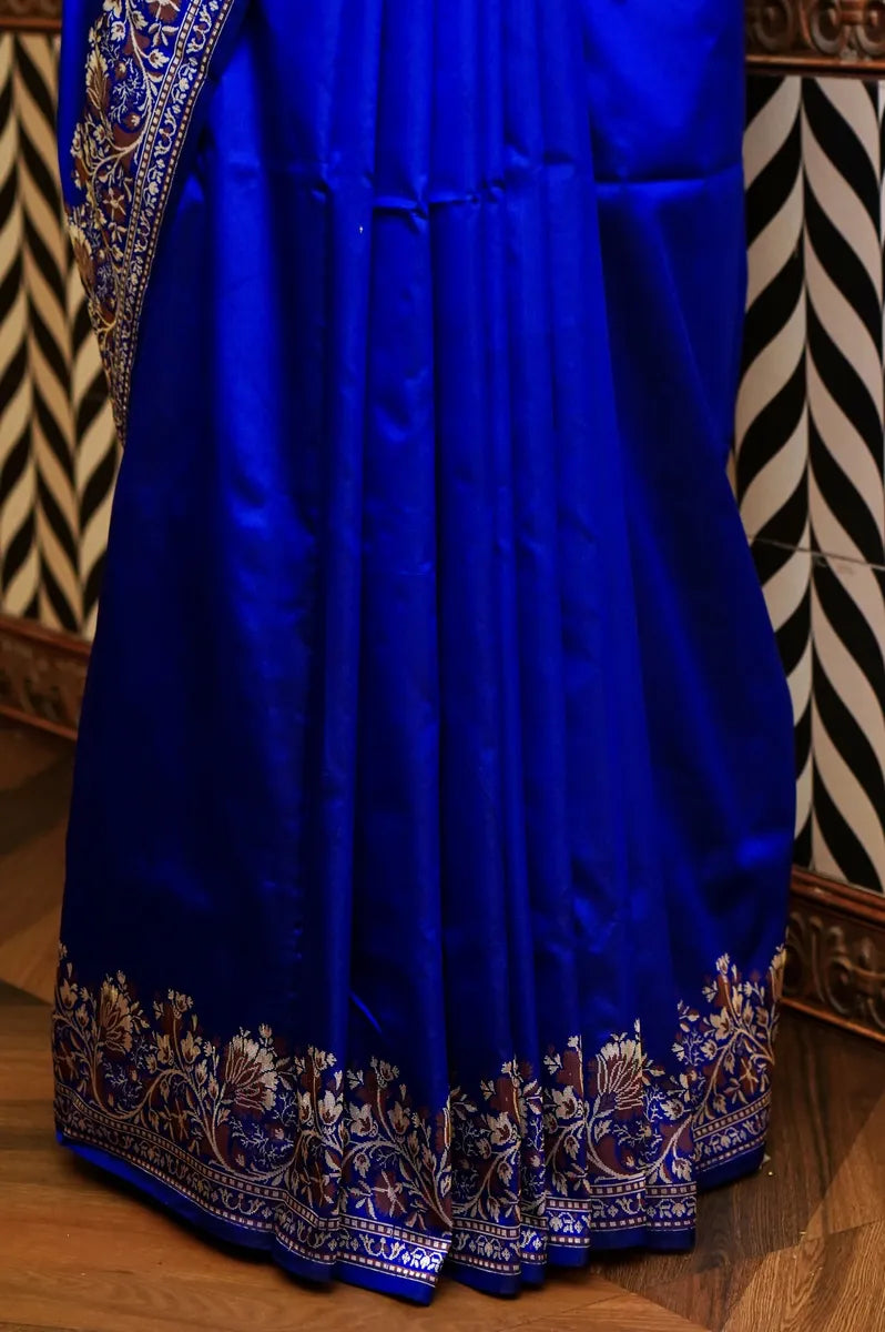 PURE BANARASI ROYAL BLUE SINGLE KATAN SILK SAREE